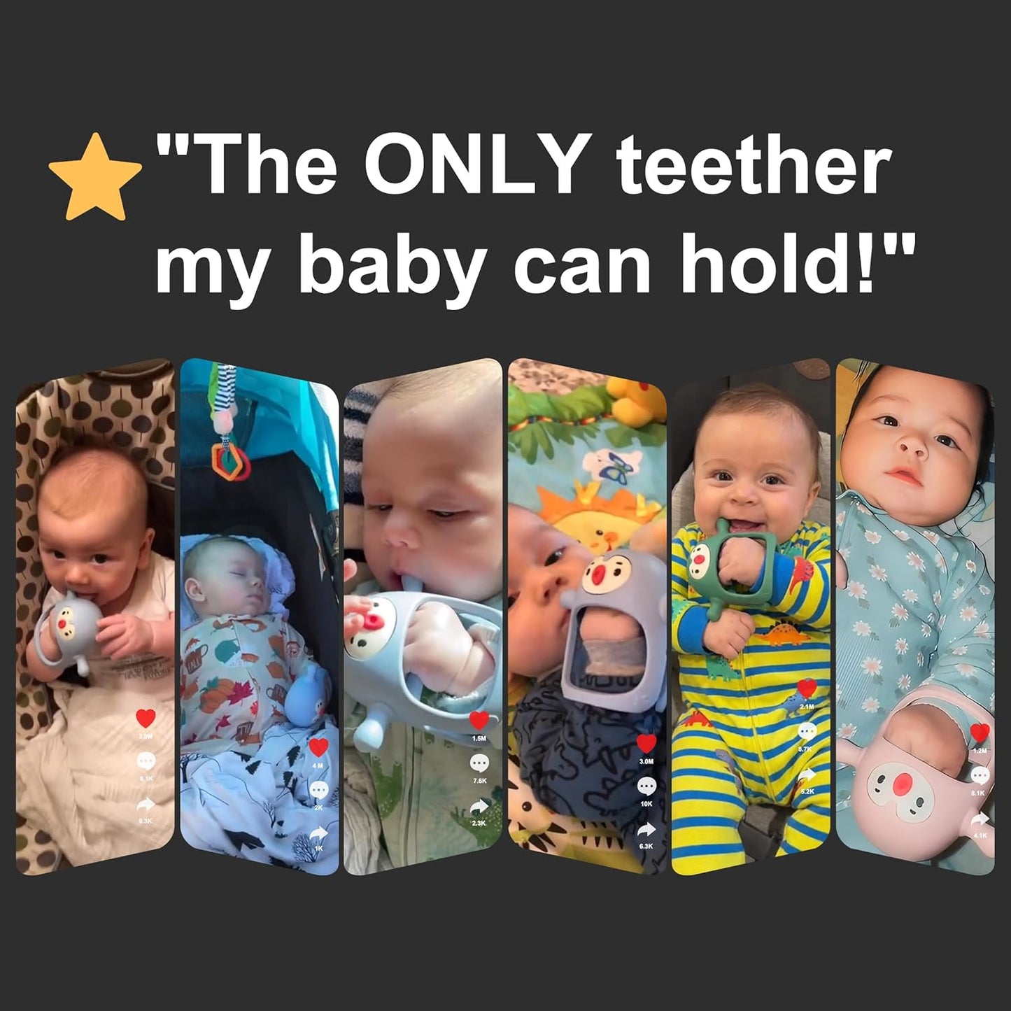 2-Pack Baby Teething Toys – Penguin Hand Teethers & Mittens for Pain Relief (Blue & Grey, 0–6 Months)
