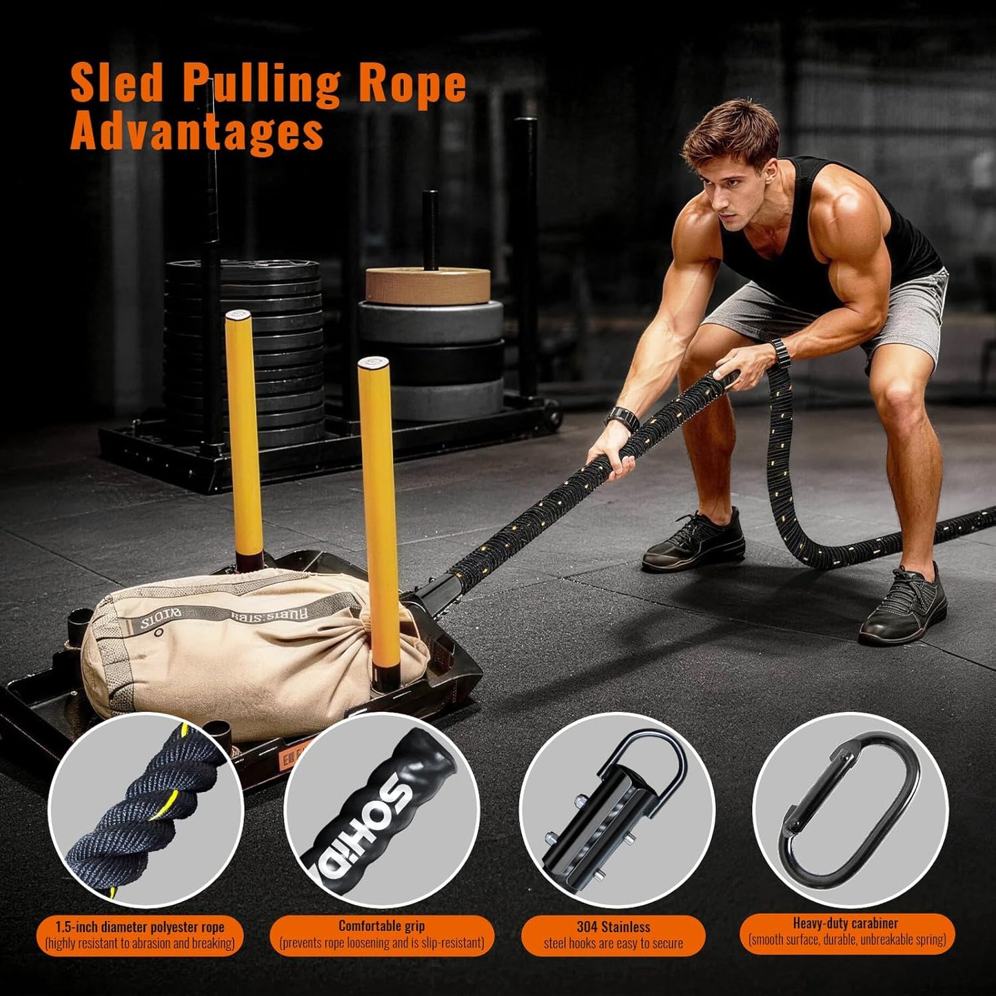 Weight Sled Pull Rope – Heavy-Duty Fitness Training Rope for Sled Push, Tire Pulling & Resistance Workouts