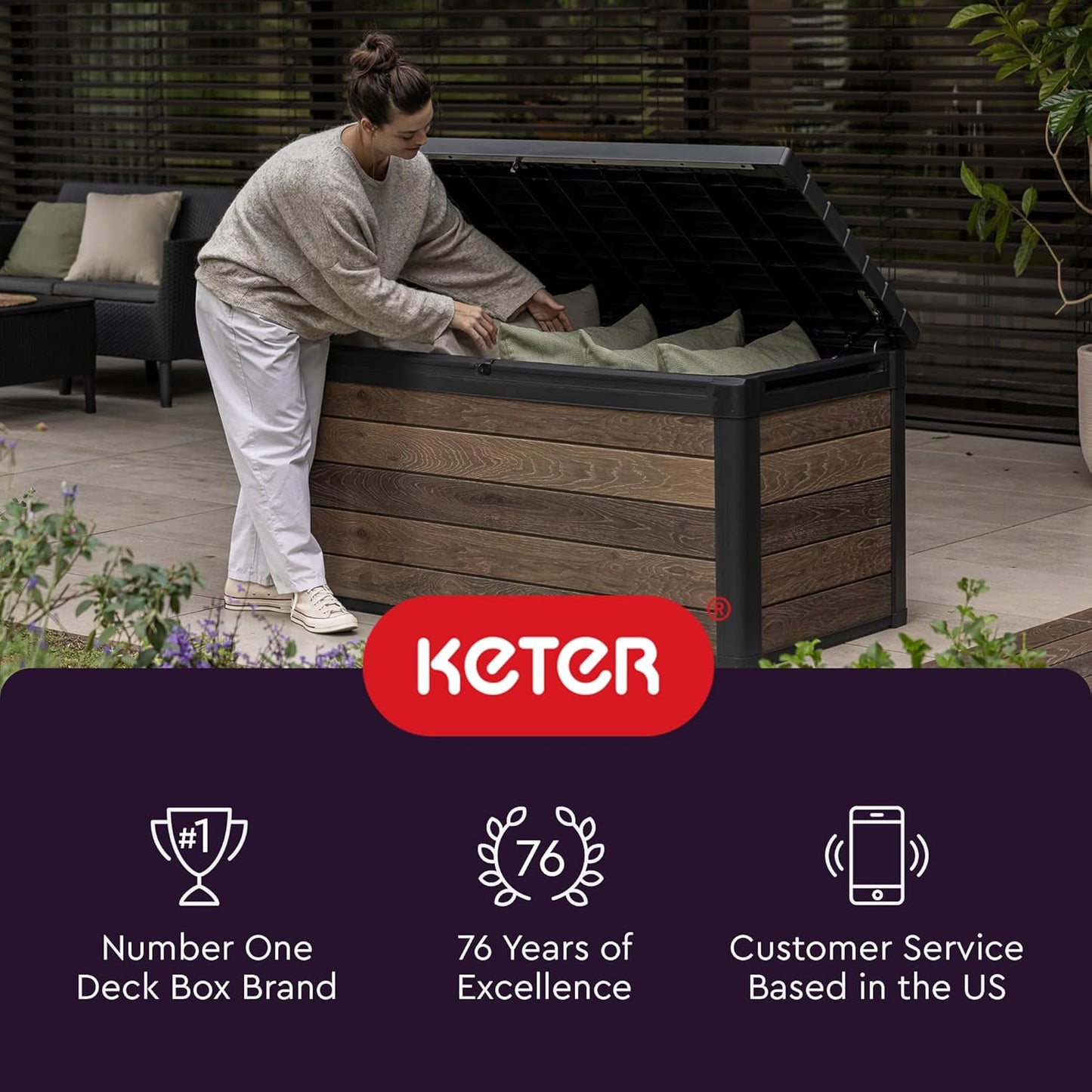 30-Gallon Resin Outdoor Storage Box and Patio Furniture Side Table