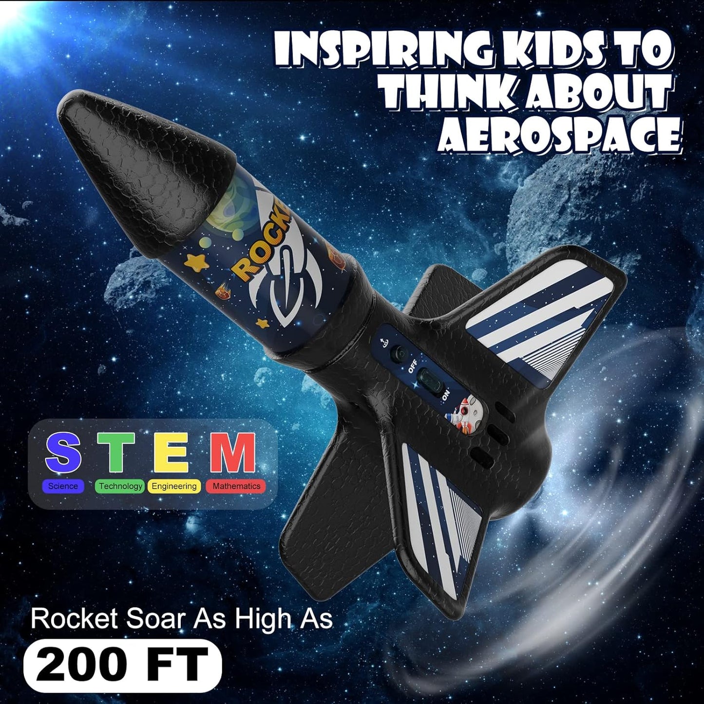 Motorized Air Rocket Launcher for Kids – Self-Launching Rockets with Parachute, Flies Up to 200 ft (Ages 8–12)