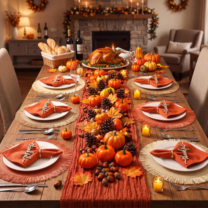 6-Piece Fall Thanksgiving Placemats – Autumn Table Décor Set for 6 People