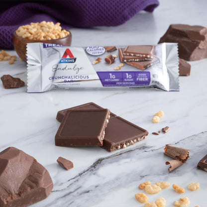 Crunchalicious Bar, 1g Net Carbs, 1g Sugar, Good Source of Fiber, 5 Count (Pack of 8)