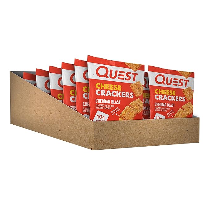 Quest Nutrition Cheddar Blast Cheese Crackers – 12 Packs | 10g Protein, 5g Net Carbs, 1g Sugar