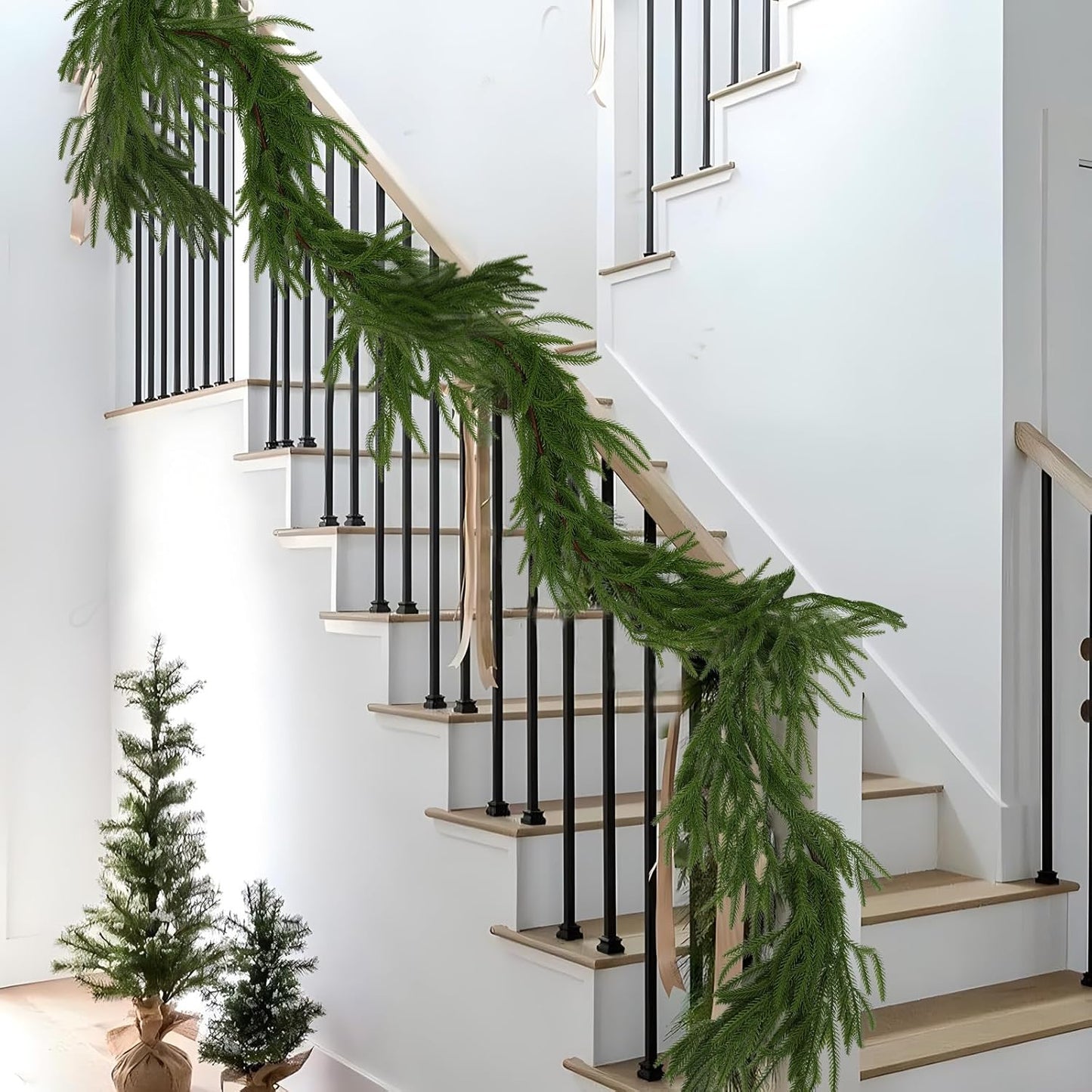 2-Pack 6 ft Artificial Norfolk Pine Garlands – Real Touch Greenery for Indoor/Outdoor Décor