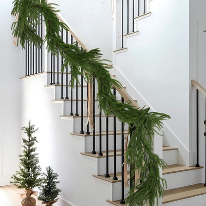 2-Pack 6 ft Artificial Norfolk Pine Garlands – Real Touch Greenery for Indoor/Outdoor Décor