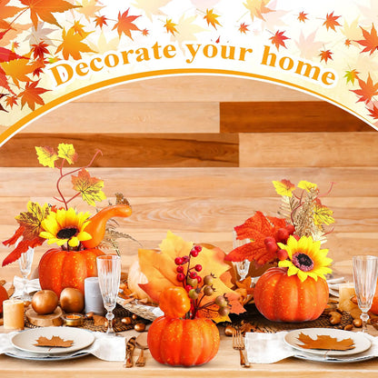 10-Piece Fall Artificial Pumpkin Plant Centerpieces – Autumn Thanksgiving Table Decorations for Home Décor