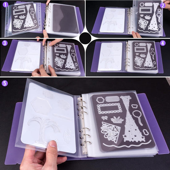 12 Magnetic Sheets for Die and Stamp Storage | Includes Binder Cover and Pockets for Card Making (0.8 mm Thickness)