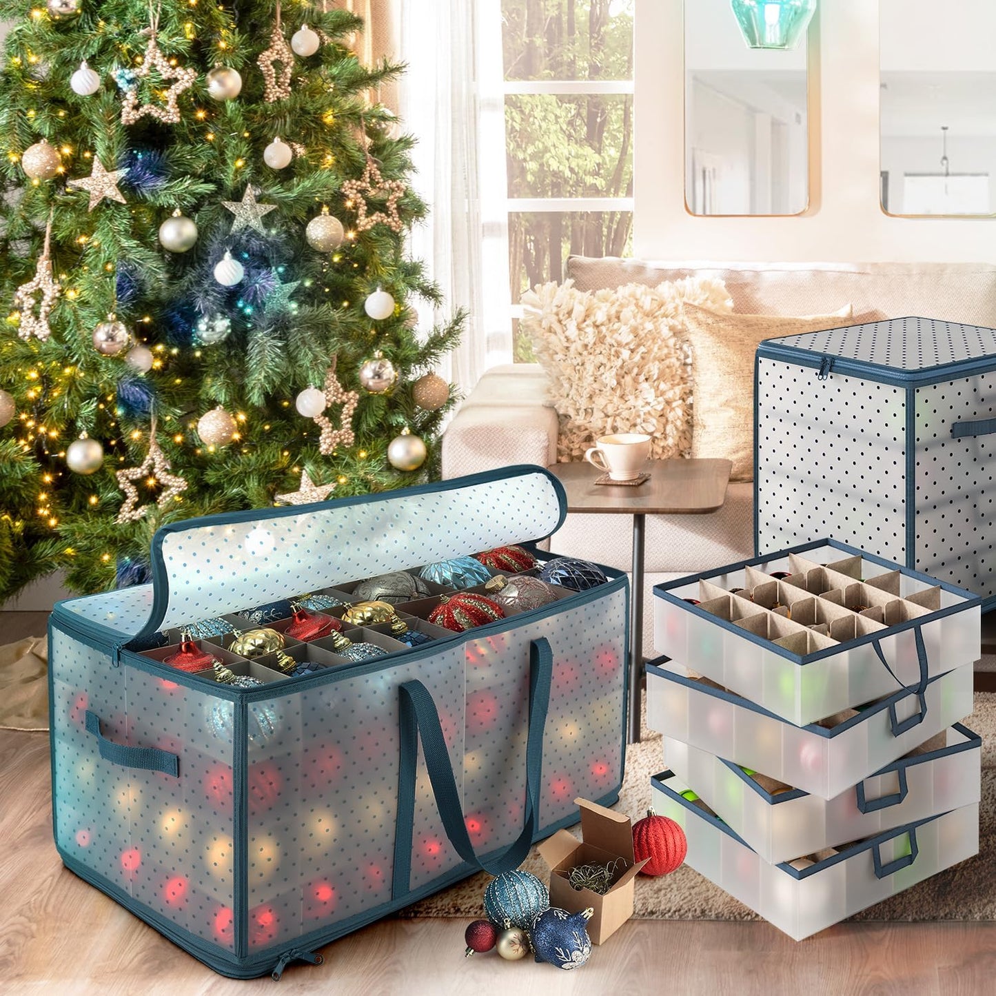 Large Christmas Ornament Storage Box for 128 Ornaments