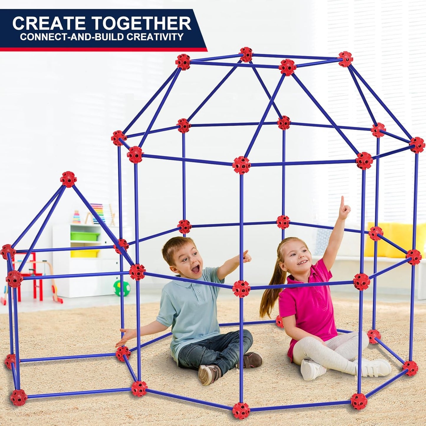 180-Piece Fort Building Kit – Creative STEM Construction Set for Kids (Ages 4–8+)
