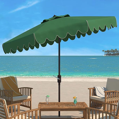 9ft Navy & White Scallop Crank Umbrella