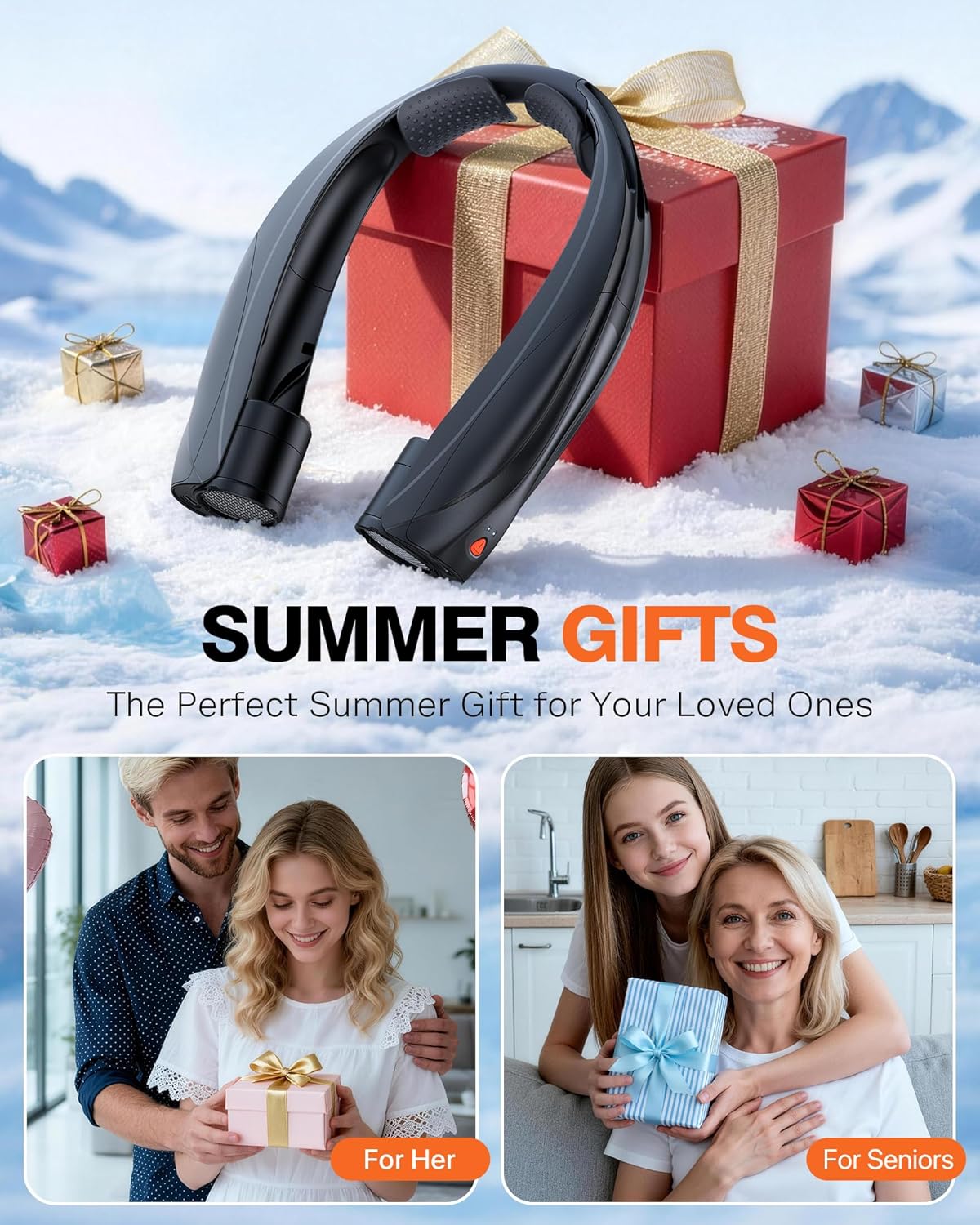 Portable Neck Fan – 6000mAh Rechargeable Wearable Cooling Fan with 6 Speeds & 360° Airflow for Travel, Office & Outdoor Use
