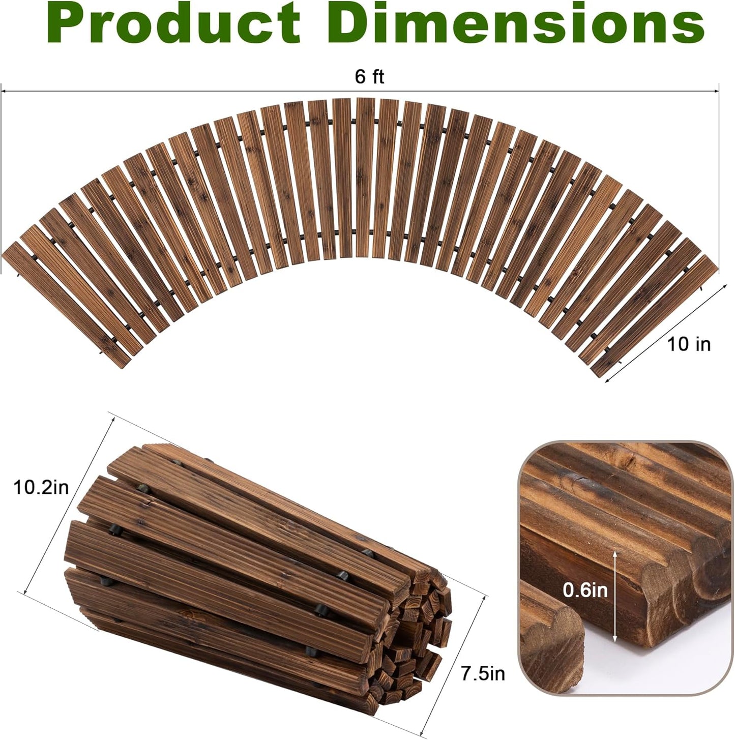 6FT Wooden Garden Pathway – Roll-Out Anti-Slip Outdoor Boardwalk (Walnut)