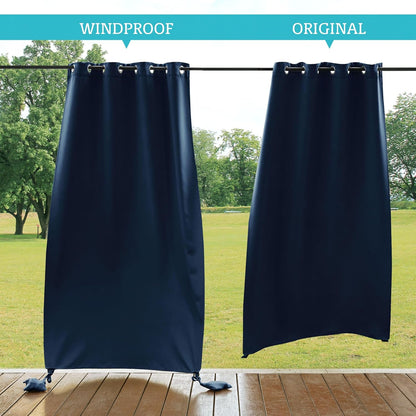 Outdoor Curtains Windproof Waterproof Blackout Curtain with Weight Bag, Privacy Insulated Drapes