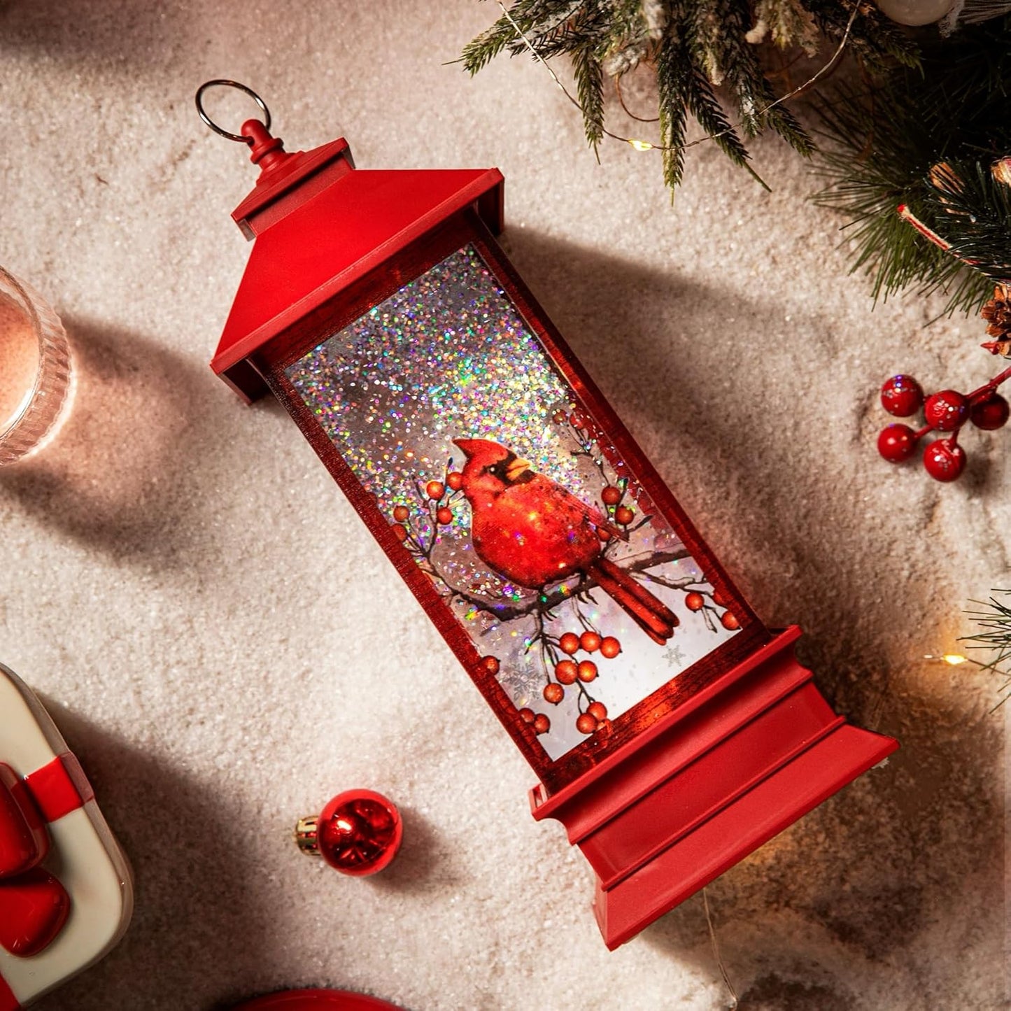 Cardinal Snow Globe Lantern – Festive Lighted Décor Gift for Home