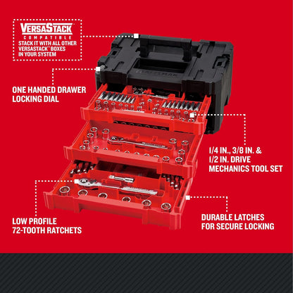 VERSASTACK 230-Piece Mechanics Tool Set with Case, 1/4", 3/8", & 1/2" Drive