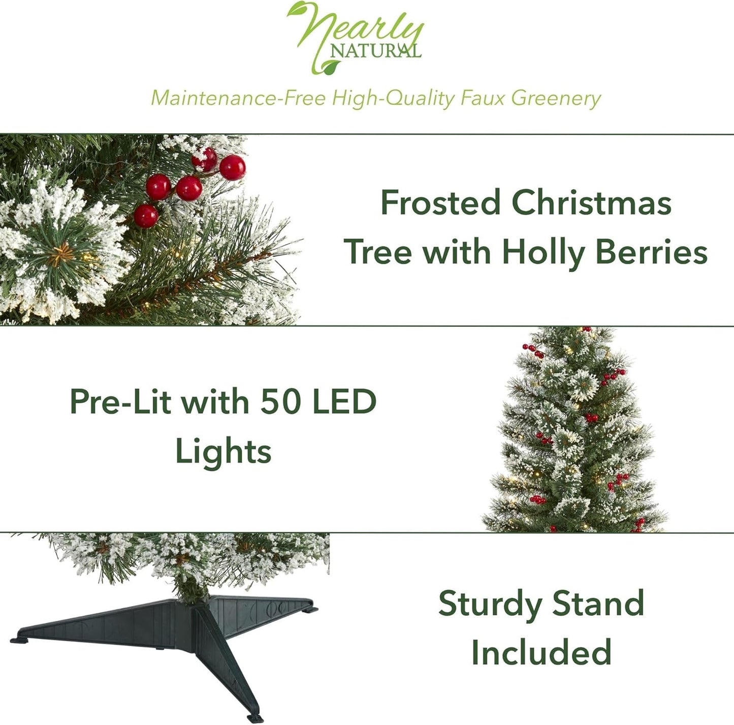 3ft Frosted Swiss Pine Tree with 50 Clear LED Lights