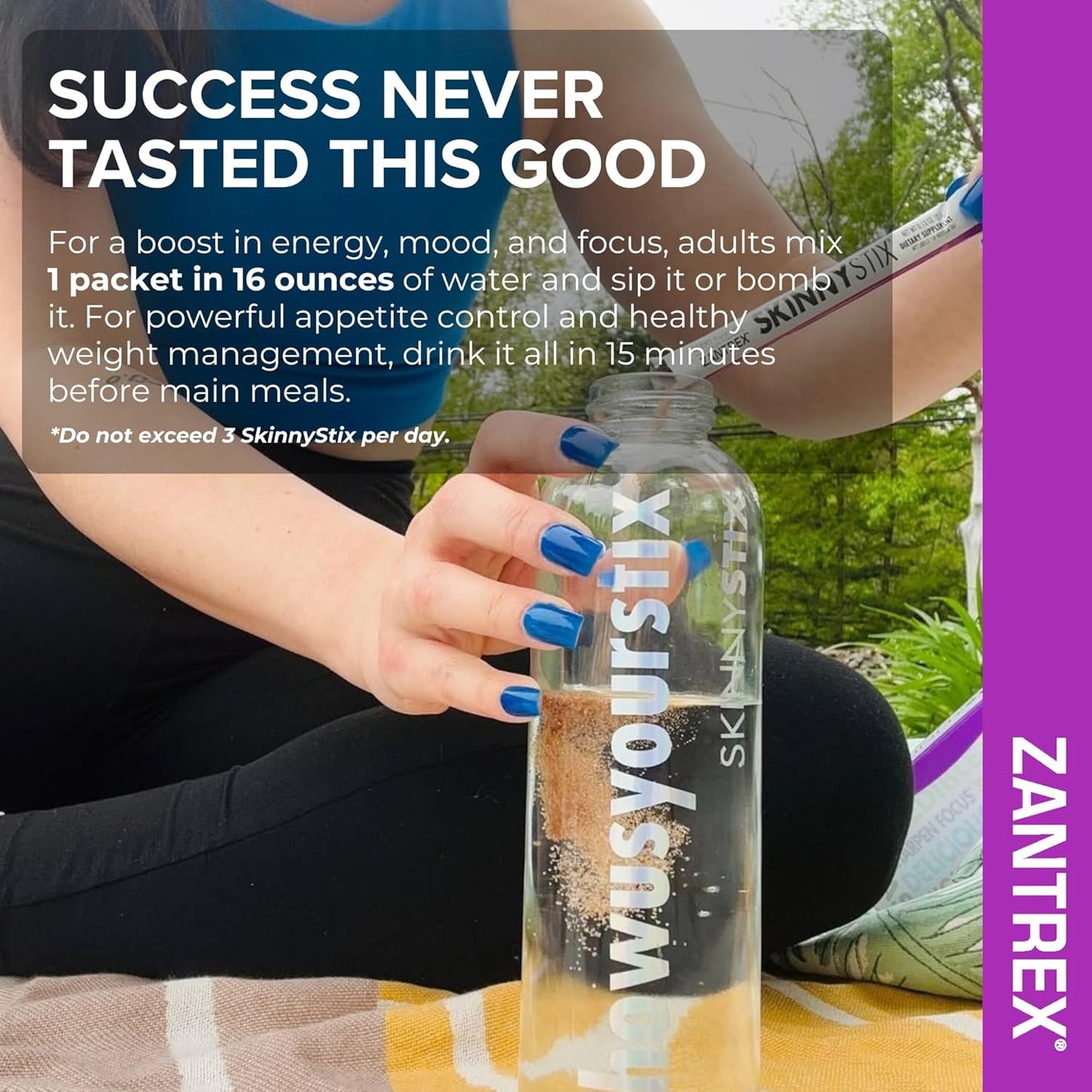 Zantrex SkinnyStix Energy Powder – GLP-1 Support, Appetite Control & Energy Boost (Berry, 30 Sticks)