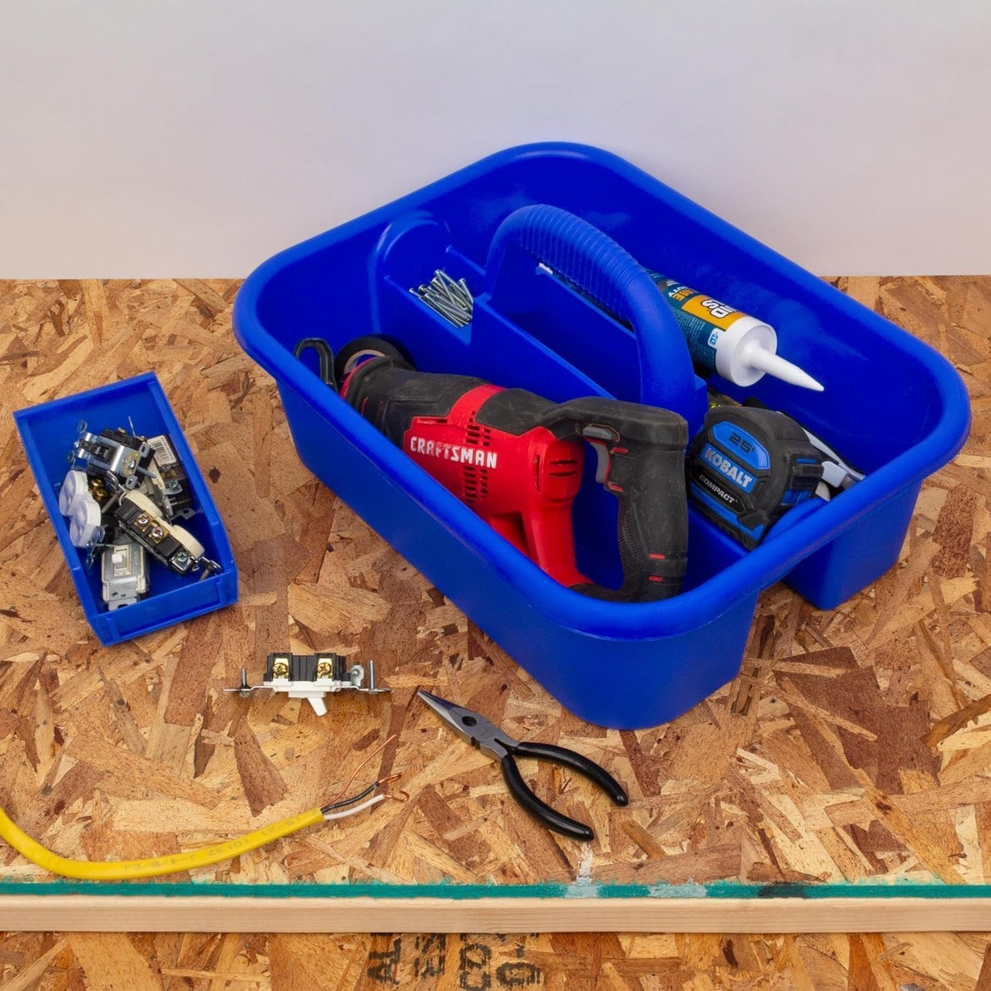 Plastic Tote Tool & Supply Cleaning Caddy with Handle
