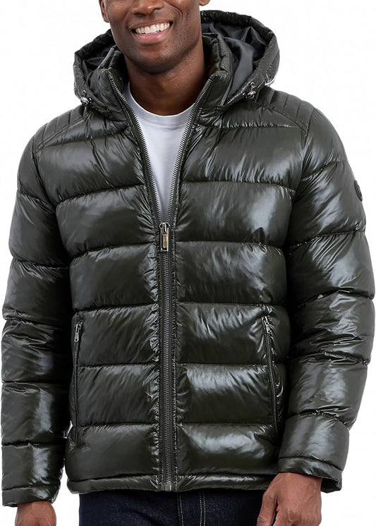 Men’s Shine Hooded Puffer Jacket – Heavy Water-Resistant Winter Coat