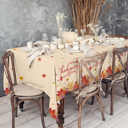 Thanksgiving Tableware Set for 25 – Maple Leaf Paper Plates, Napkins, Cups & Plastic Tablecloth for Fall Dinner Parties