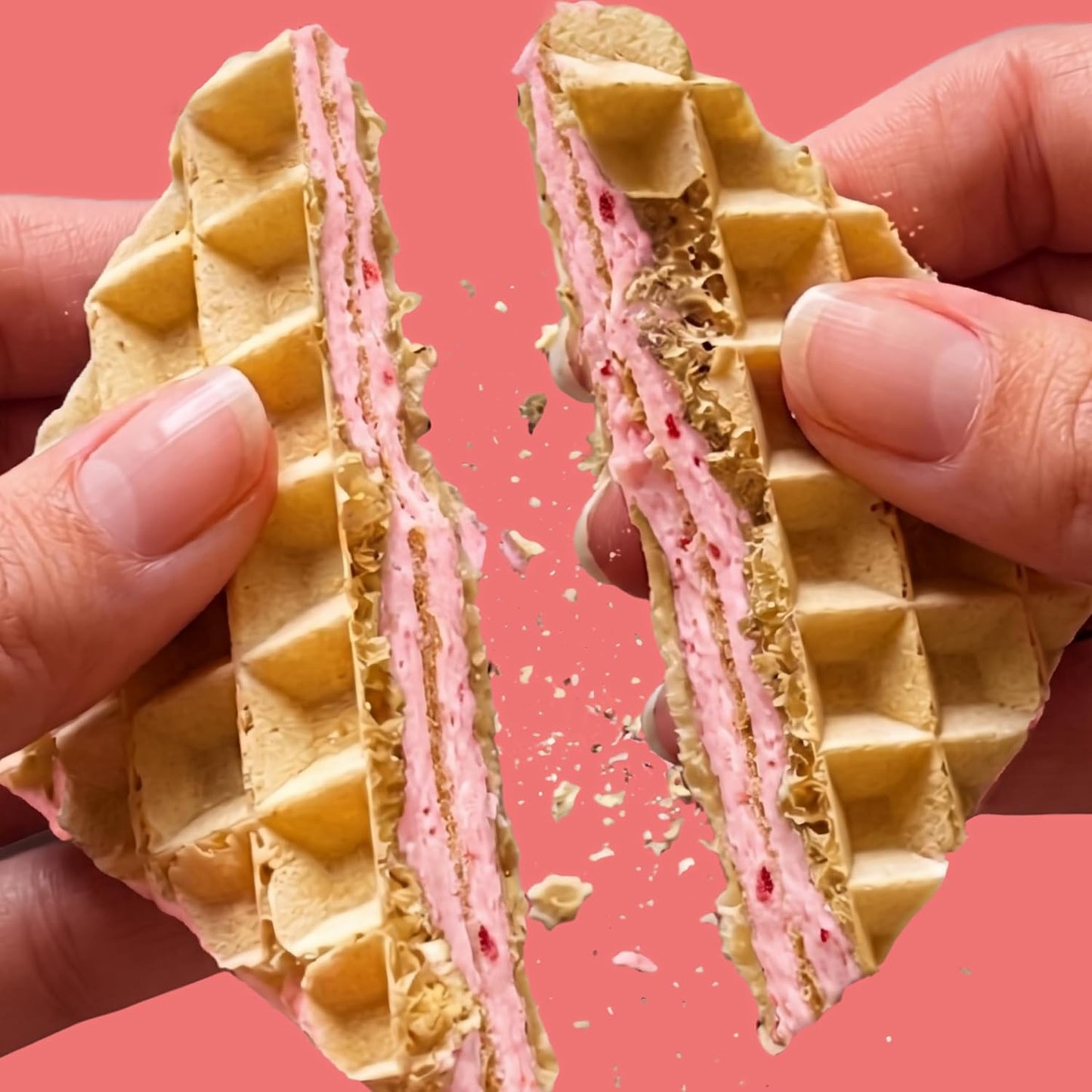 Strawberry Keto Wafer Cookies – Vegan, Non-GMO, Low Sugar (1g), Low-Calorie Snack, 16 Count