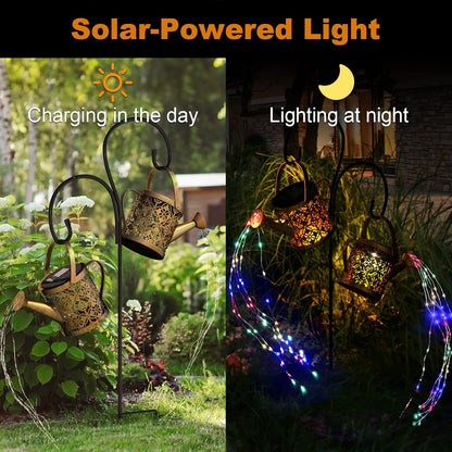 Solar Watering Can Lights Outdoor with 8 Multi-Color Changing Modes