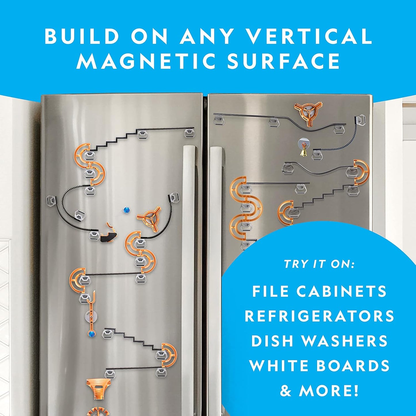 Magnetic Marble Run – 75-Piece STEM Building Set for Kids and Adults | Includes Magnetic Track, Trick Pieces, and Marbles for Creating a Marble Maze!