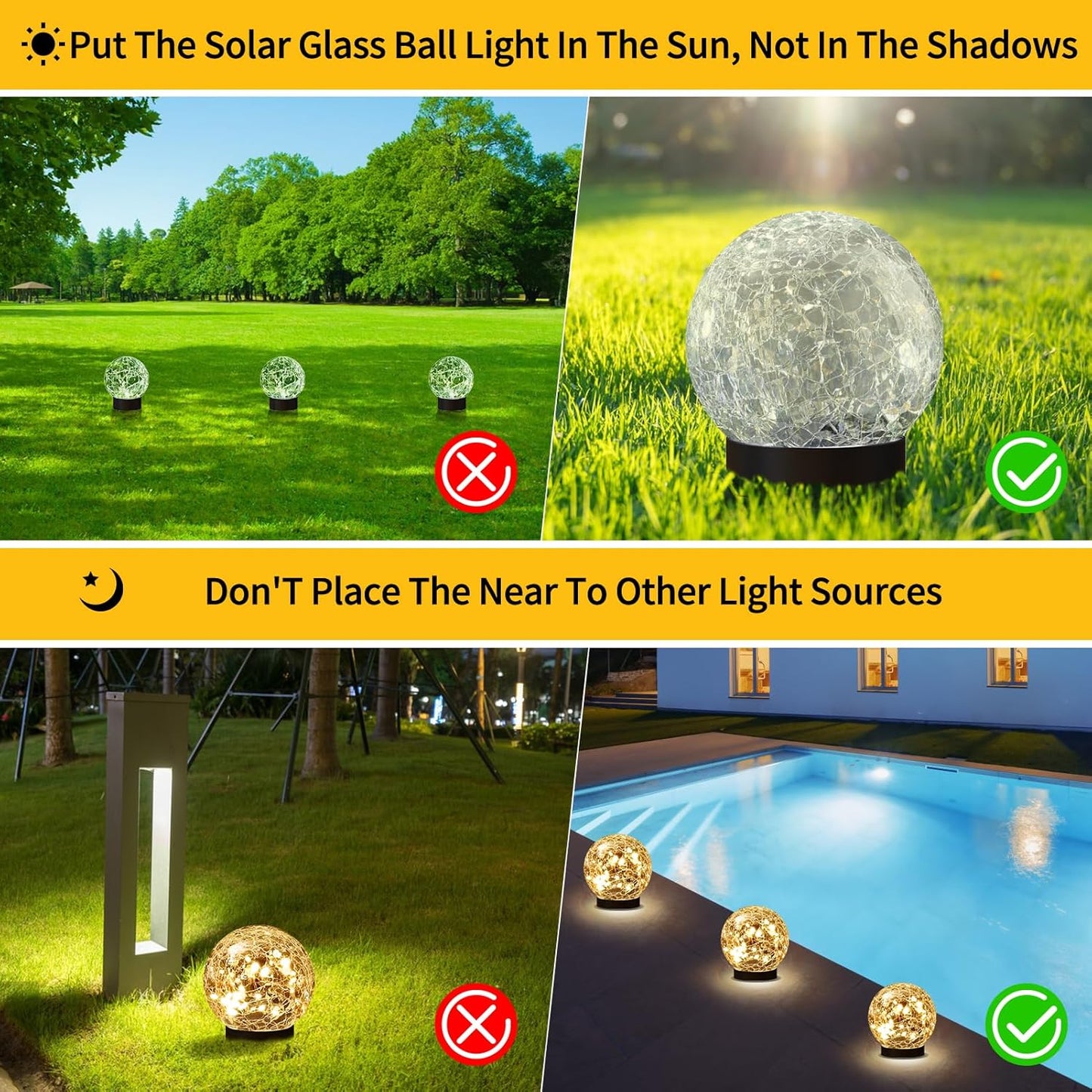 Outdoor Waterproof-Solar Globe Lights for Patio and Yard Lawn Backyard Decor