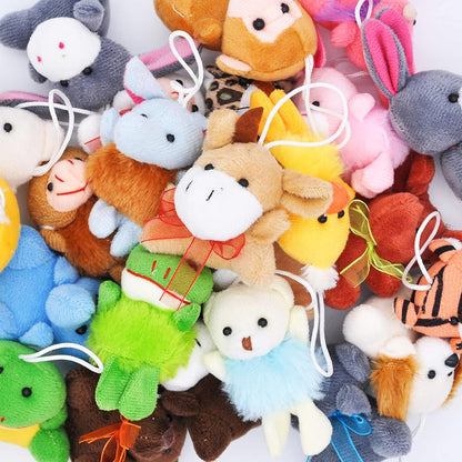 24-Pack Mini Animal Plush Toys - 3" Keychain Decorations for Kids
