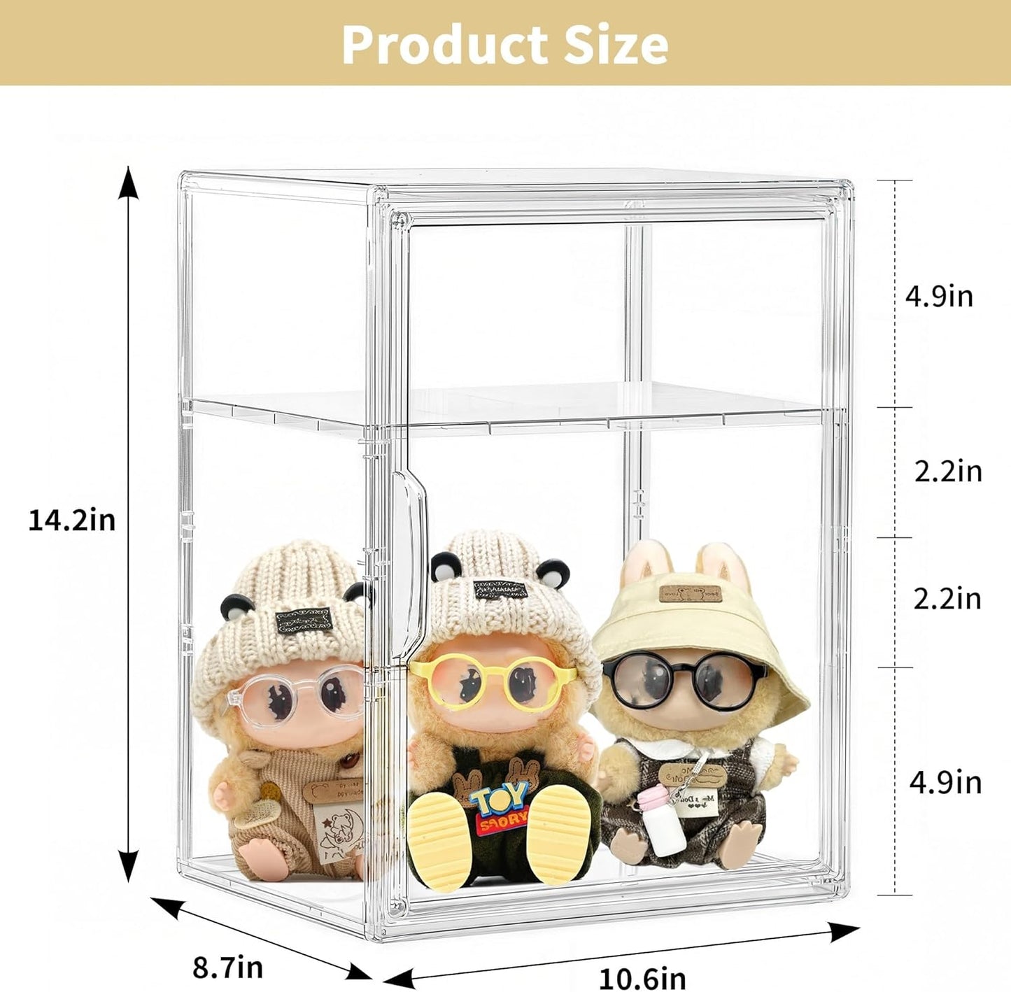 Large Acrylic Display Case for Collectibles - Clear Stackable Storage Bin with Adjustable Layers and Magnetic Door