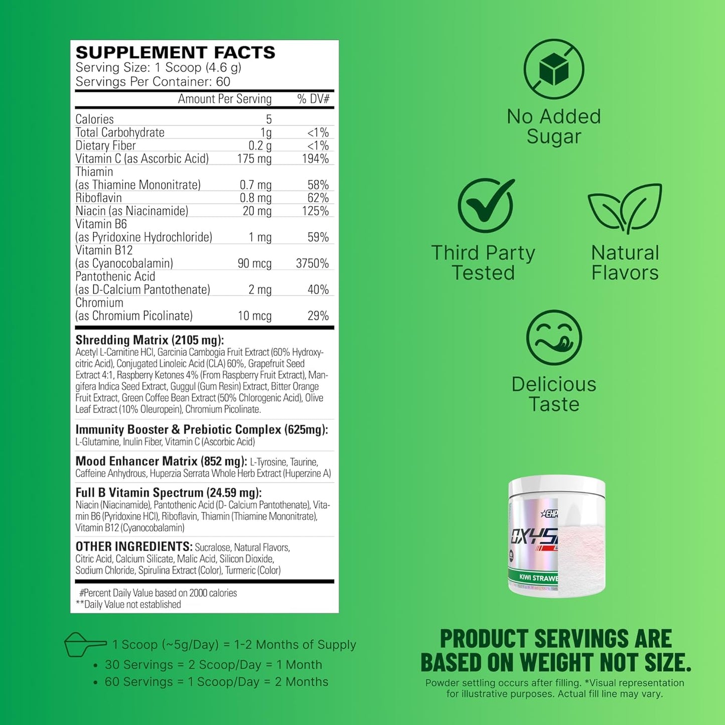 OxyShred Pre-Workout Powder – Energy Boost with L-Glutamine & ALCAR (Kiwi Strawberry, 60 Servings)