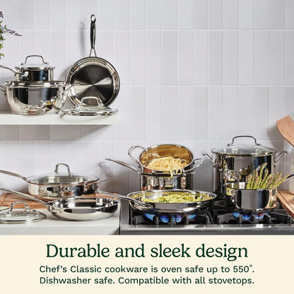 1.5-Quart Stainless Steel Saucepan with Cover – Chef’s Classic Collection
