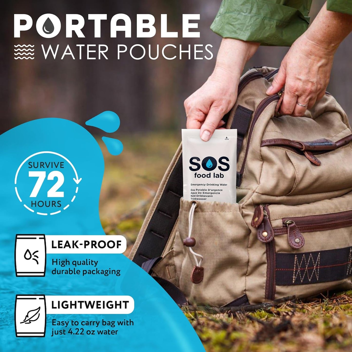 S.O.S. Emergency Drinking Water – 62 Packets, 5-Year Shelf Life Survival Supply