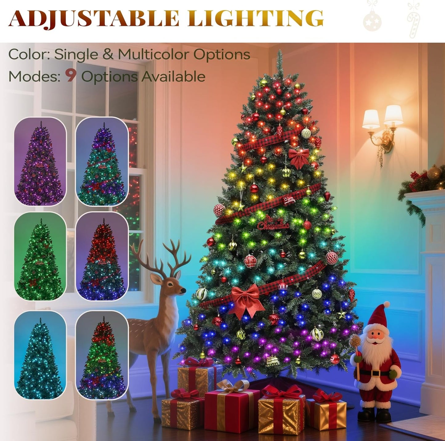 6ft Pre-Lit RGB Christmas Tree with Remote & Smart Control