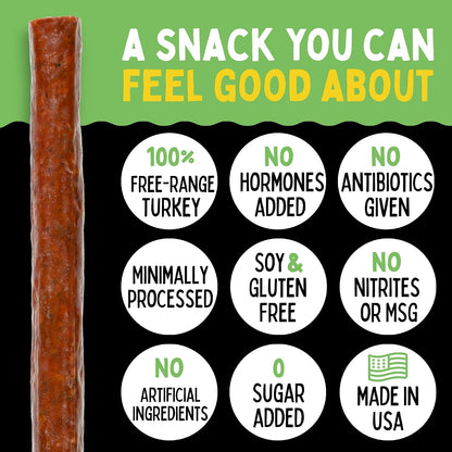 Turkey Jerky Variety Pack – No Sugar, Low Carb, Free-Range, Gluten-Free, Non-GMO, Keto, Paleo & Whole30 Friendly, 1 oz (24 Pack)