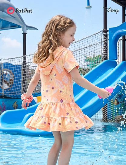 Moana Girls Swim Cover-Up – Hooded Terry Cloth Zip-Up Swimsuit Coverup for Ages 2–9 Years Old