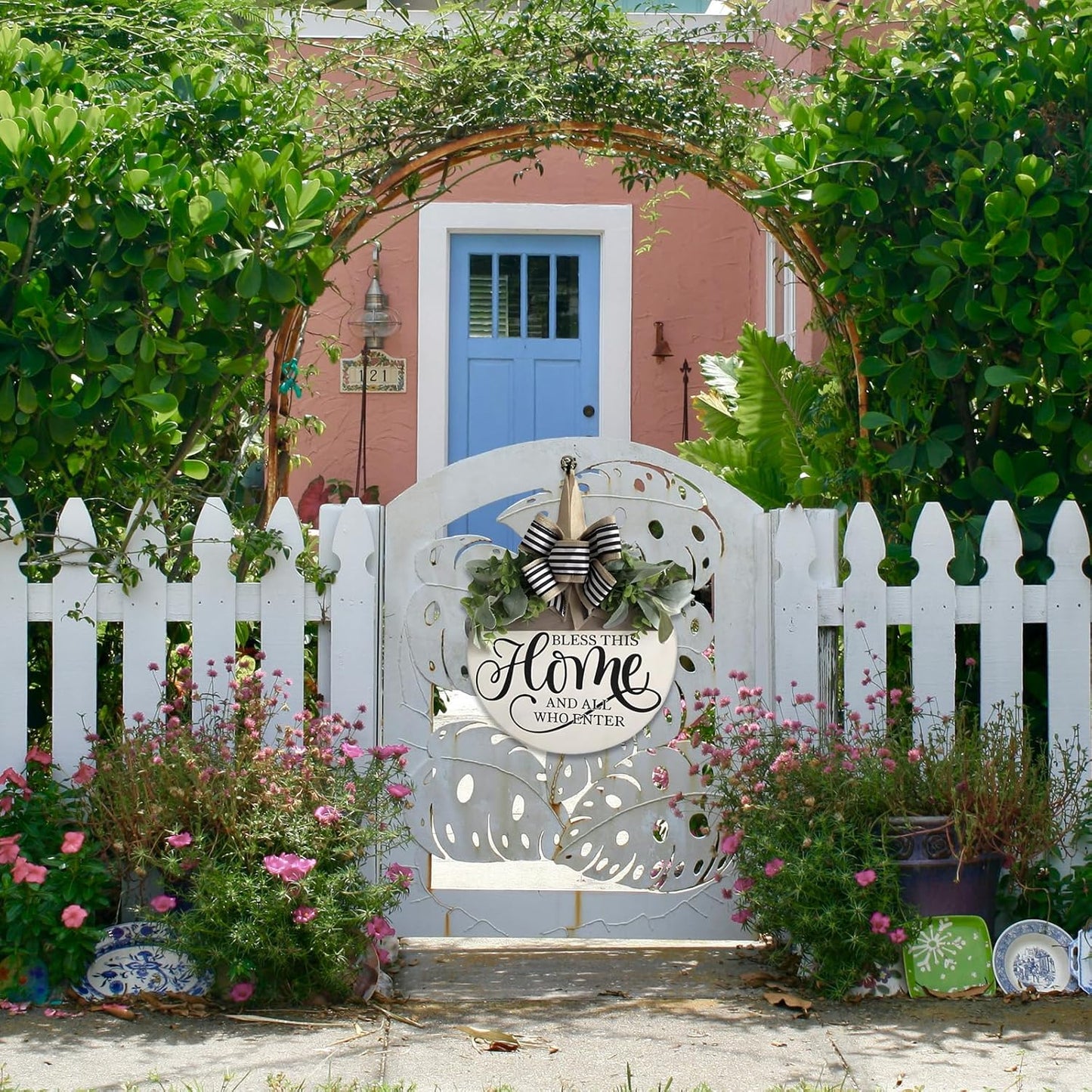 Rustic Round Wood Welcome Sign – Front Door & Porch Wall Décor for All Seasons