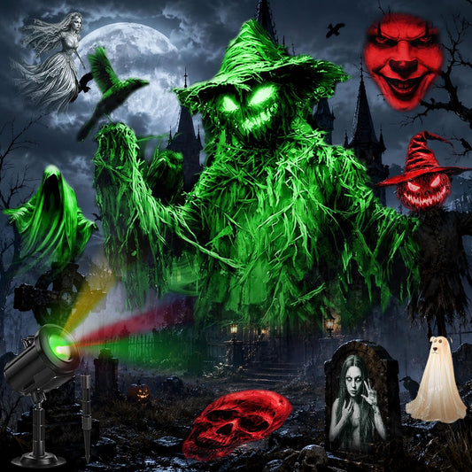 12-in-1 Halloween Projector Lights – 3D Dynamic Breathing Effect Outdoor Holiday Decoration