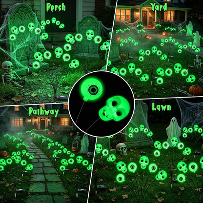 4-Pack Solar Halloween Scary Eyeball Lights – Green LED Outdoor Spooky Yard & Garden Decorations
