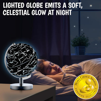 3in1 Illuminated STEM Globes for Adults and Kids with Stand, Built-in LED Night Light