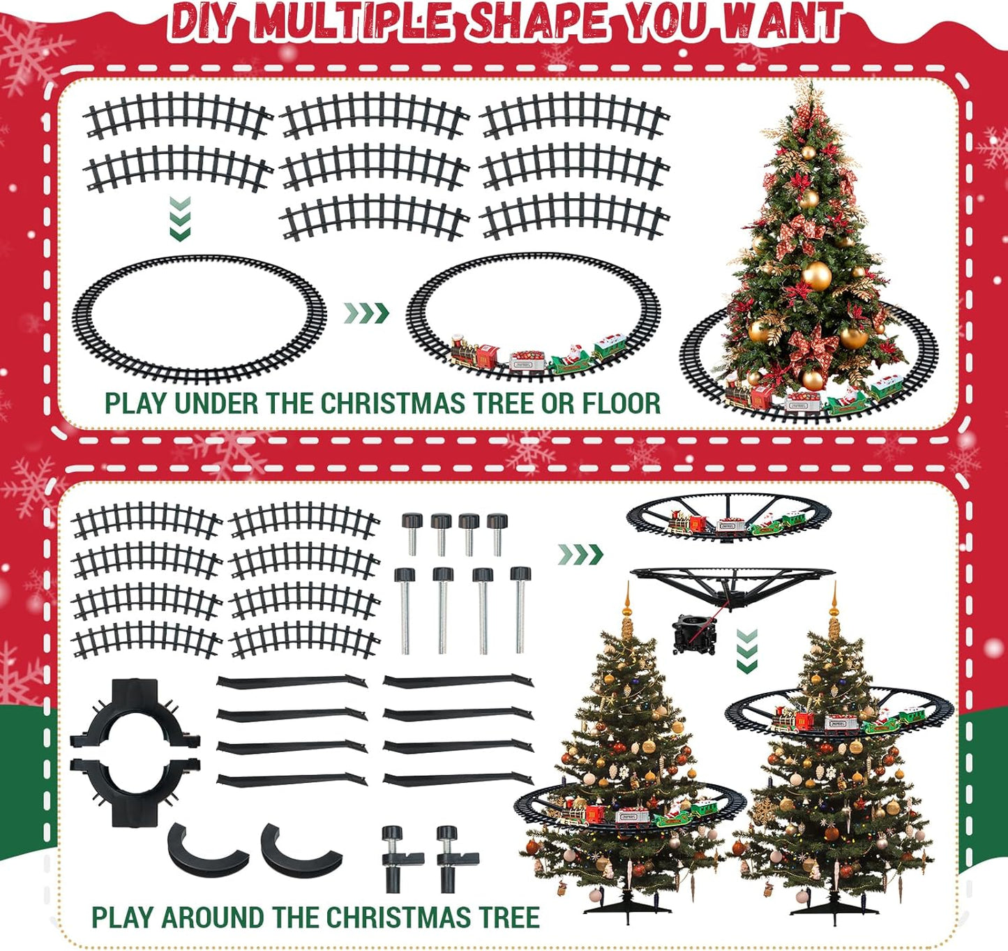 Holiday Train Set for Christmas - Hanging Toys with Smoke, Whistle (On/Off), and Lights for Tree Decoration