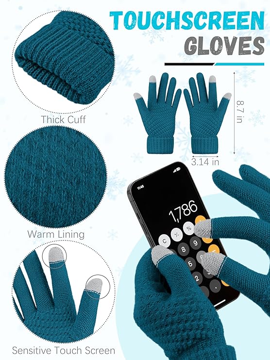 Women’s Winter Beanie, Scarf, Touchscreen Gloves & Ear Warmer Set – Warm Knit Gift