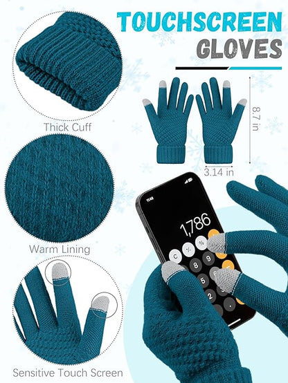 Women’s Winter Beanie, Scarf, Touchscreen Gloves & Ear Warmer Set – Warm Knit Gift