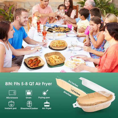125 Pcs Disposable Air Fryer Paper Liners - Non-Stick, Bleach-Free Parchment for Microwave Use