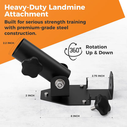 T-Bar Row Landmine Attachment – 360° Swivel Barbell Handle with V-Bar for Home Gym Full-Body Workouts