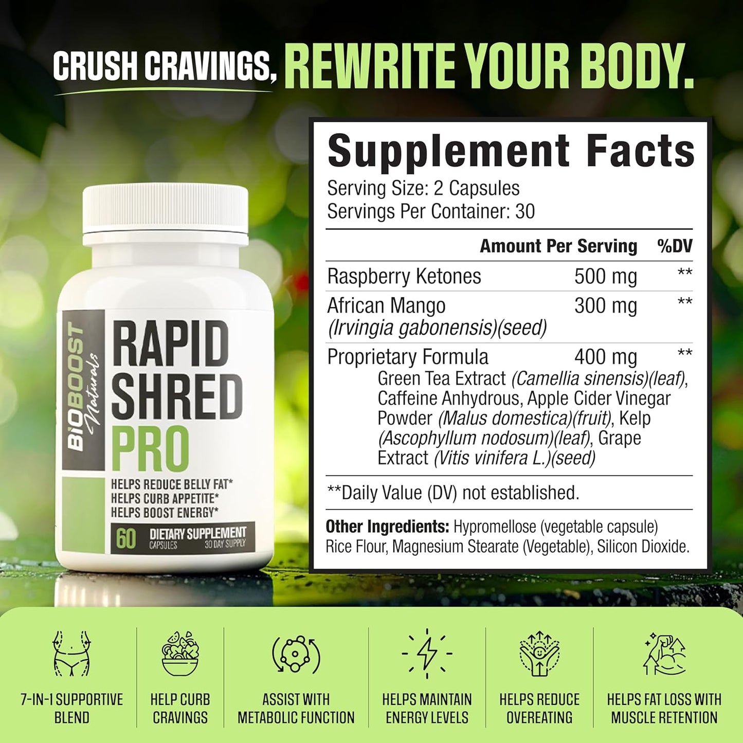 Rapid Shred PRO Series – GLP-1 Support Weight Loss & Fat Burner (60 Pills)