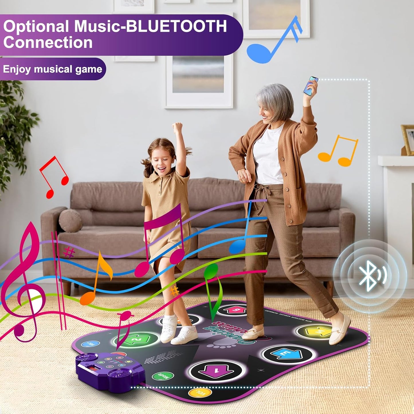 Kids Dance Mat – Light-Up Electronic Dance Pad with Bluetooth & 5 Game Modes (Ages 3–12)