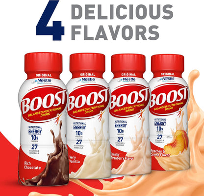 24-Pack BOOST Original Nutritional Drinks – Peaches, 8 Fl Oz Bottles