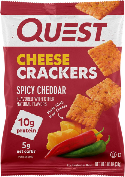 Spicy Cheddar Cheese Crackers – High Protein (10g), Low Carb, Gluten-Free, Keto-Friendly Snack, 12 Count (17.76 oz Total)