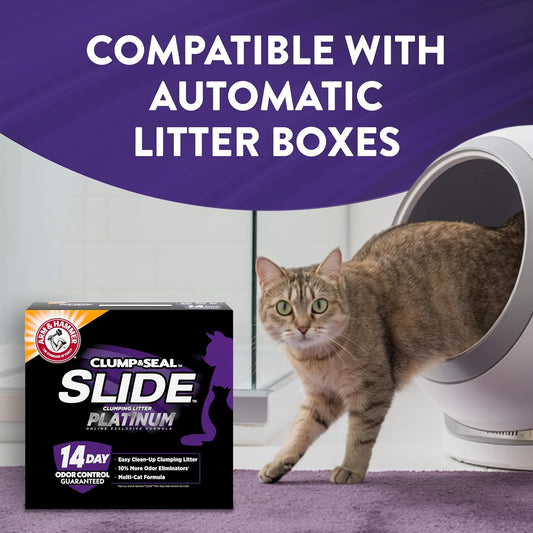 Slide Platinum Clumping Cat Litter – Easy Clean-Up, Multi-Cat Formula, 37 lb Bag